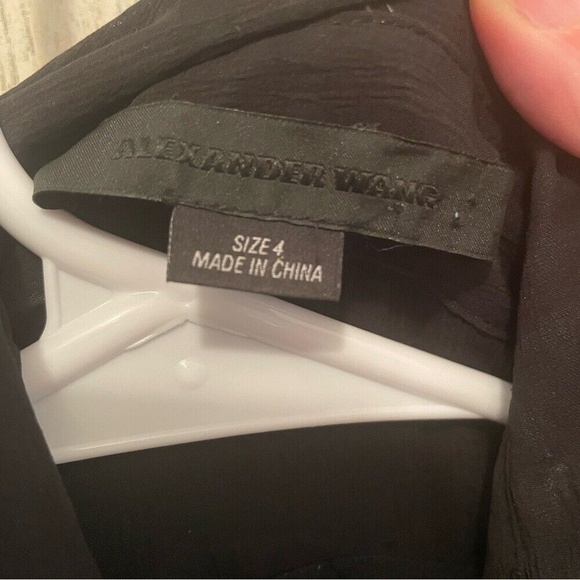 Alexander Wang Faux Leather Moto Jacket / Silk Blouse size 4 Black - Picture 7 of 7